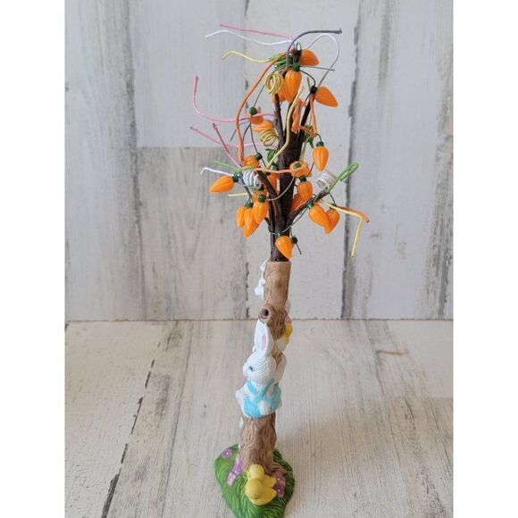 E.U. Easter Bunny carrot tree Ceramic figure chick family spring - Picture 5 of 12